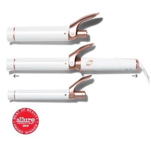 T3 Twirl Trio Hair Curling Iron- a interchangeable clip barrel iron